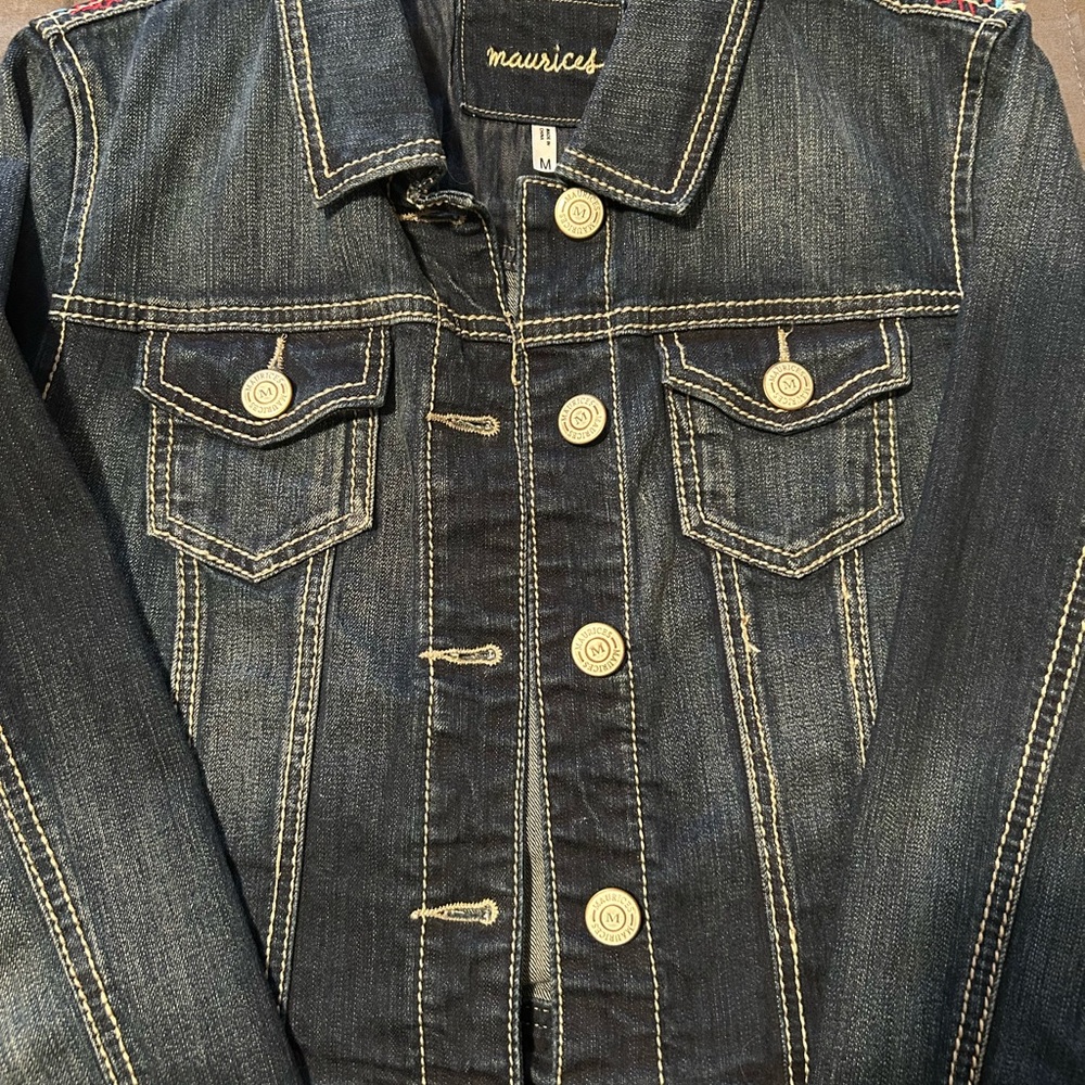 Denim Jacket with Colorful Patterned Back - Picture 4 of 7